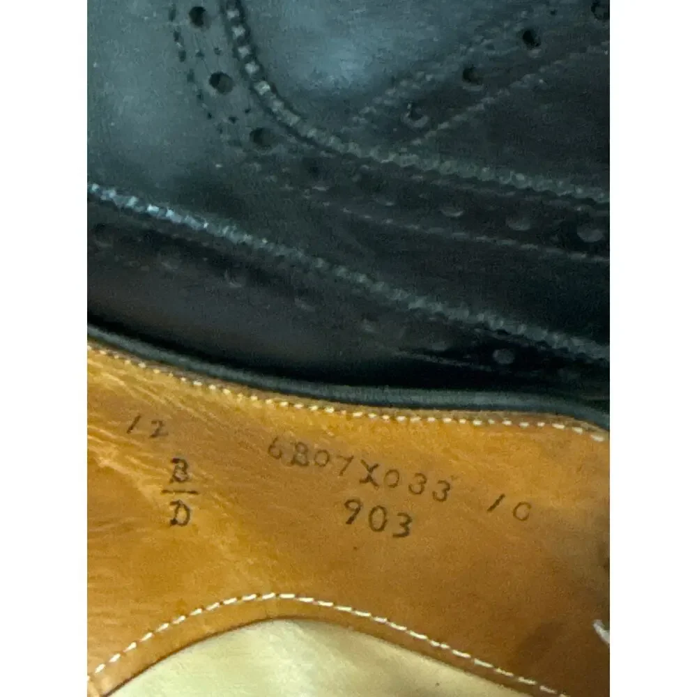 Alden England Black Leather Wingtip Brogue Shoes 12D Vintage